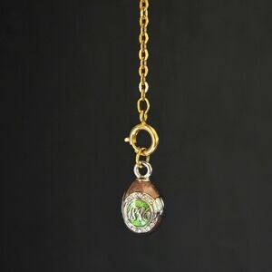 Joan Rivers Designer 1846 Faberge Egg Enamel Charm Pendant with Extender Chain